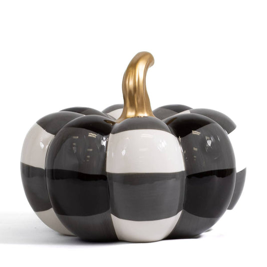 Jodie Pumpkin Décor   White/Black   8.5x6.5